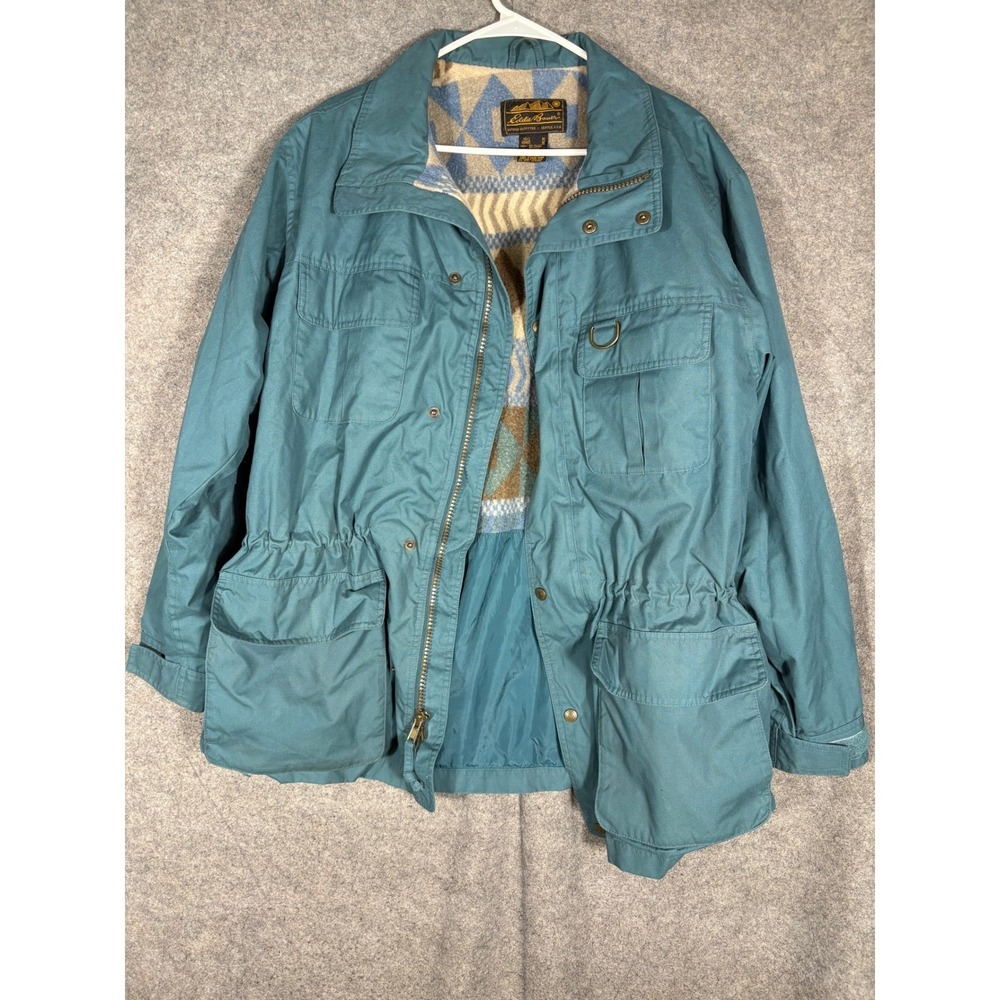 Vintage Eddie Bauer Wool Lined Mountain Parka Teal Blue Mens Medium Jacket